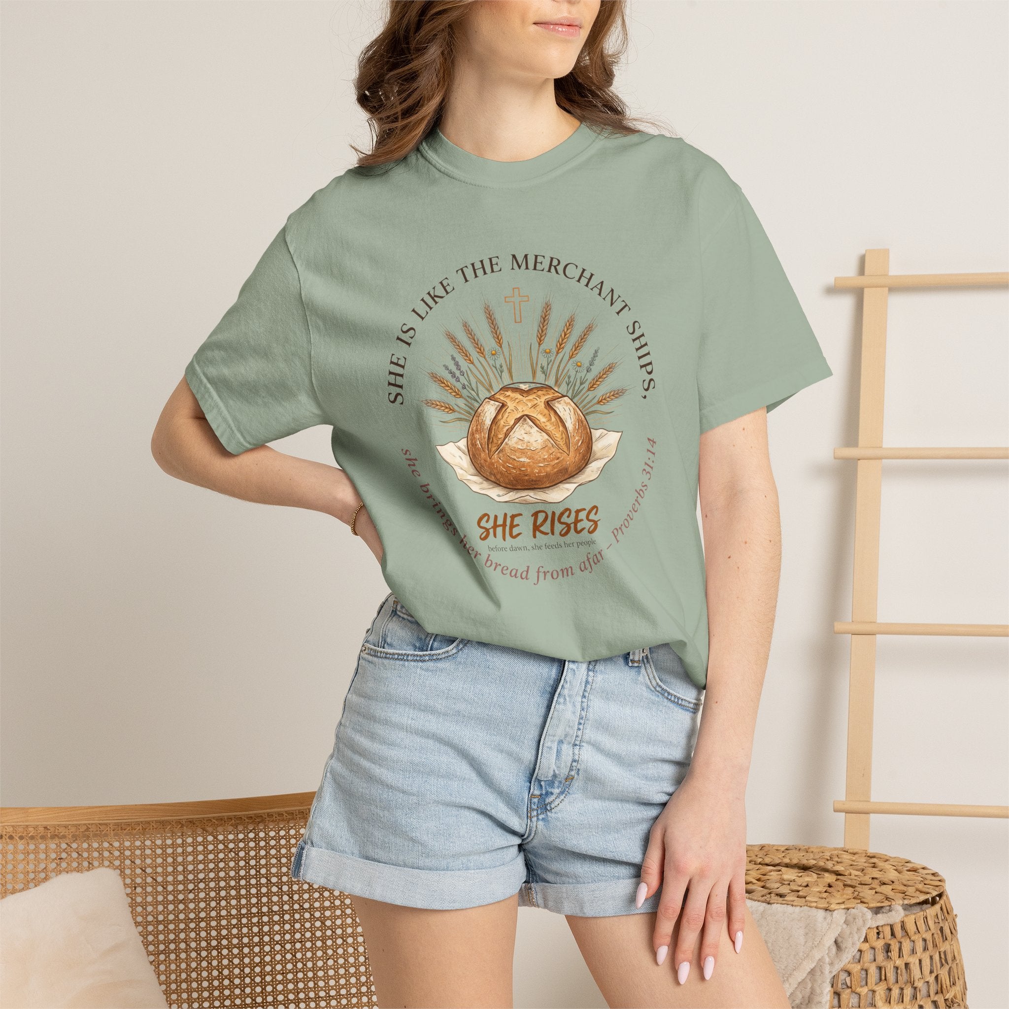 She Rises Sourdough Bread & Wheat Inspirational T-Shirt