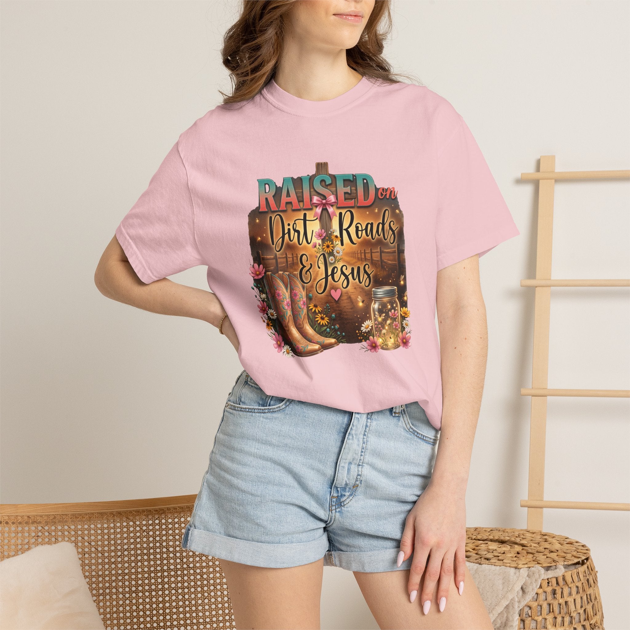 Raised on Dirt Roads & Jesus Vintage Western Graphic T-Shirt