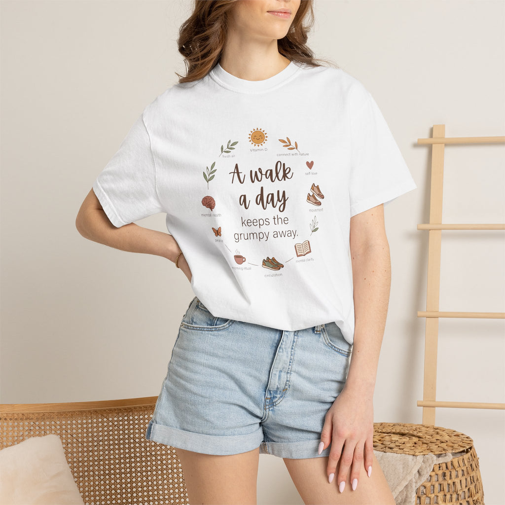 A Walk a Day Keeps the Grumpy Away Casual Nature Quote T-Shirt