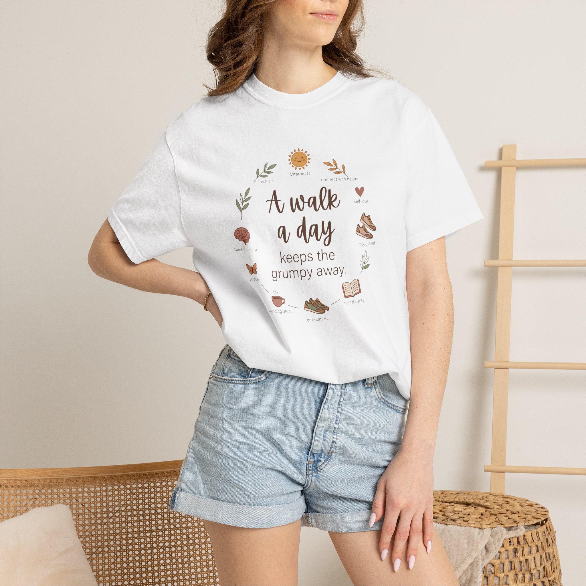 A Walk a Day Keeps the Grumpy Away Casual Nature Quote T-Shirt