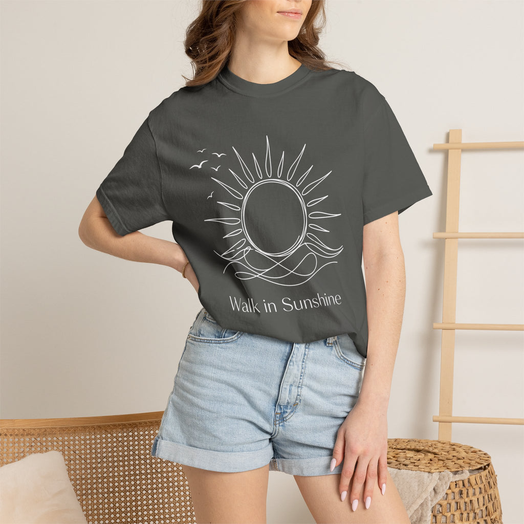 Walk in Sunshine Minimal Line Art Graphic T-Shirt