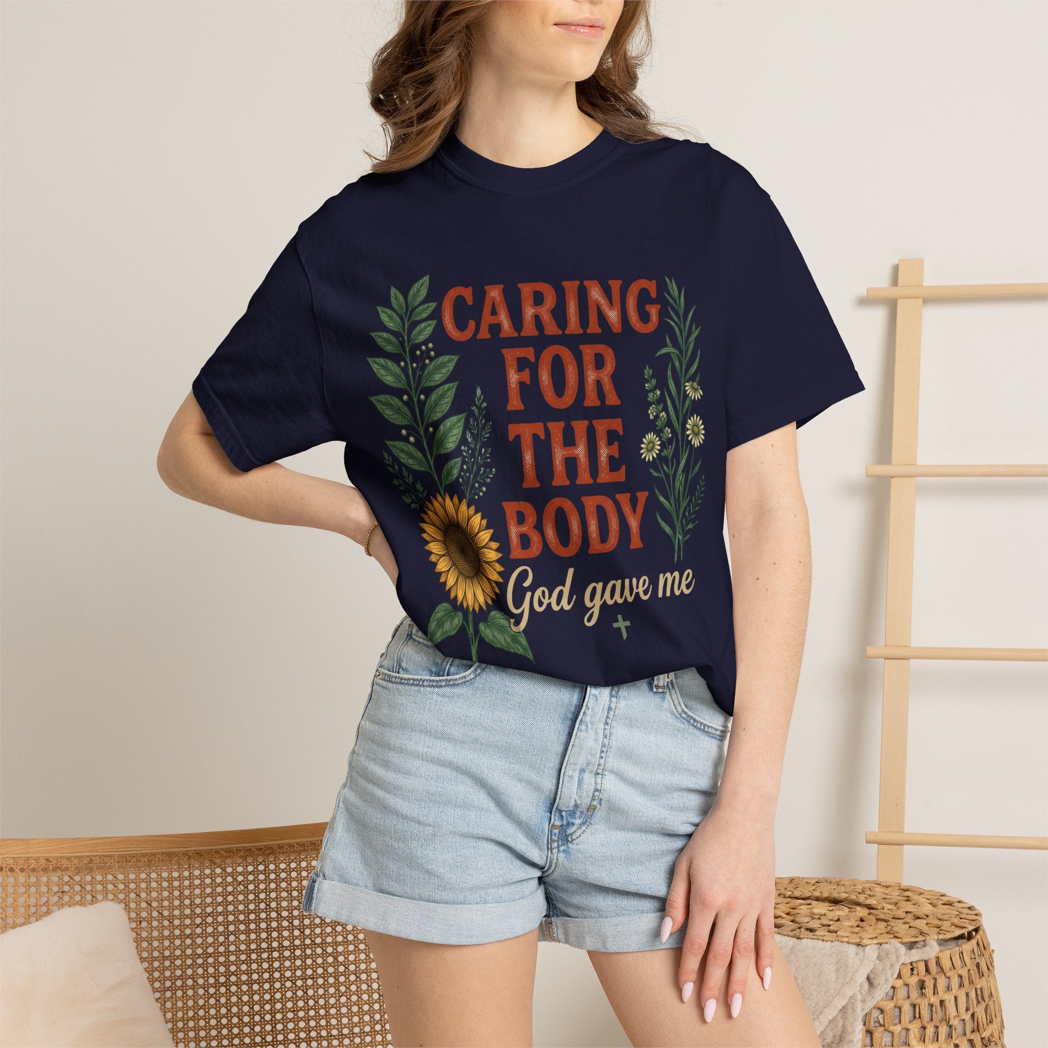 Caring for the Body God Gave Me Floral Faith T-Shirt