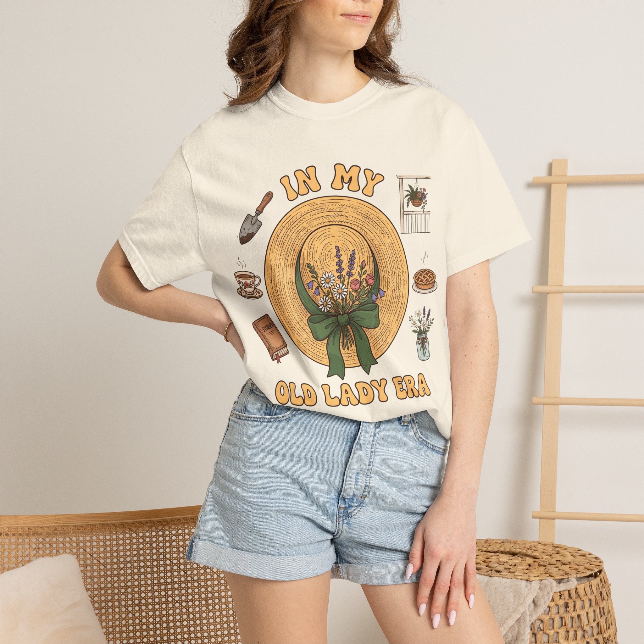 In My Old Lady Era Floral Sunhat Graphic T-Shirt