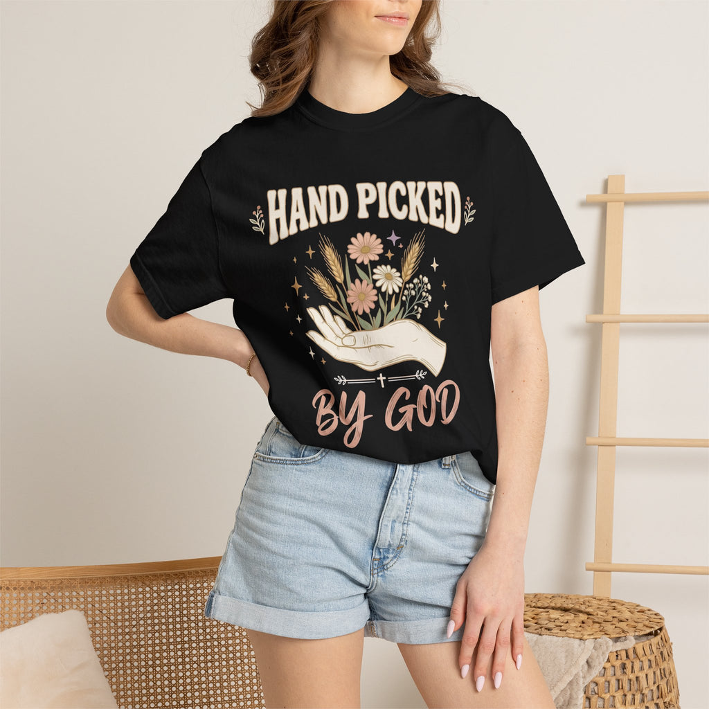 Hand Picked By God Floral Faith Graphic T-Shirt