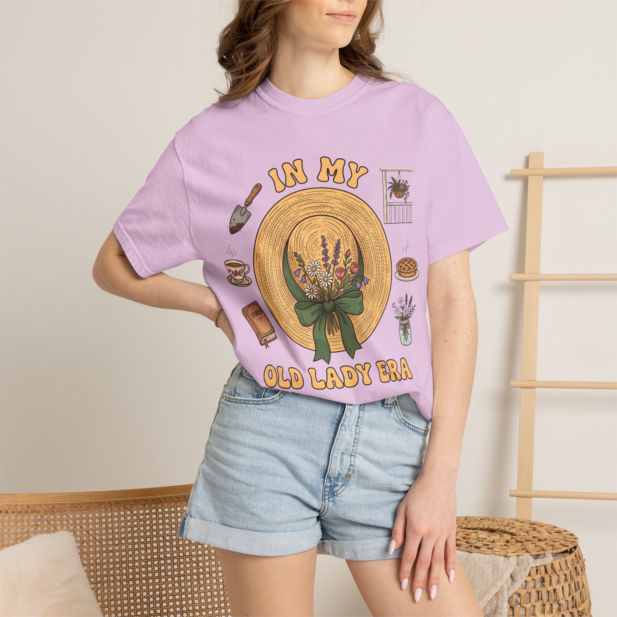 In My Old Lady Era Floral Sunhat Graphic T-Shirt