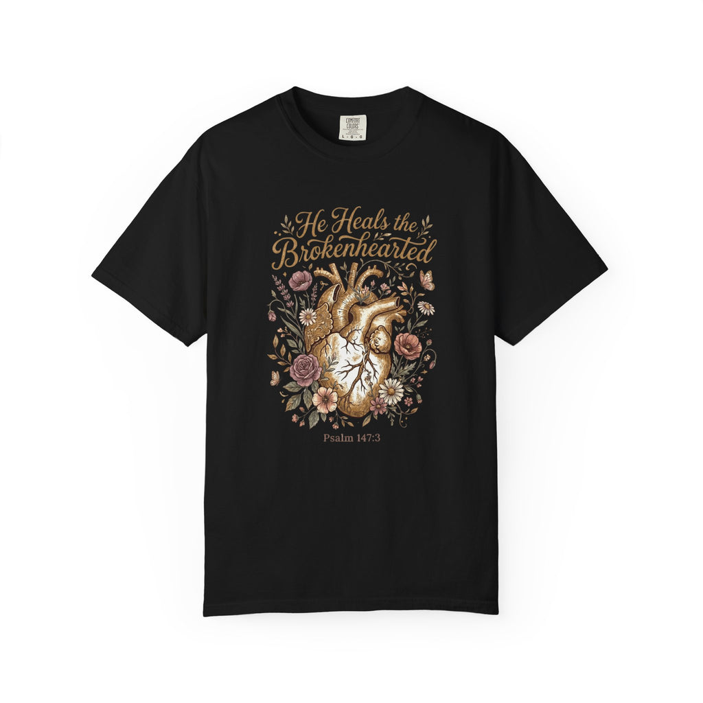He Heals the Brokenhearted (Psalm 34:18) T-Shirt