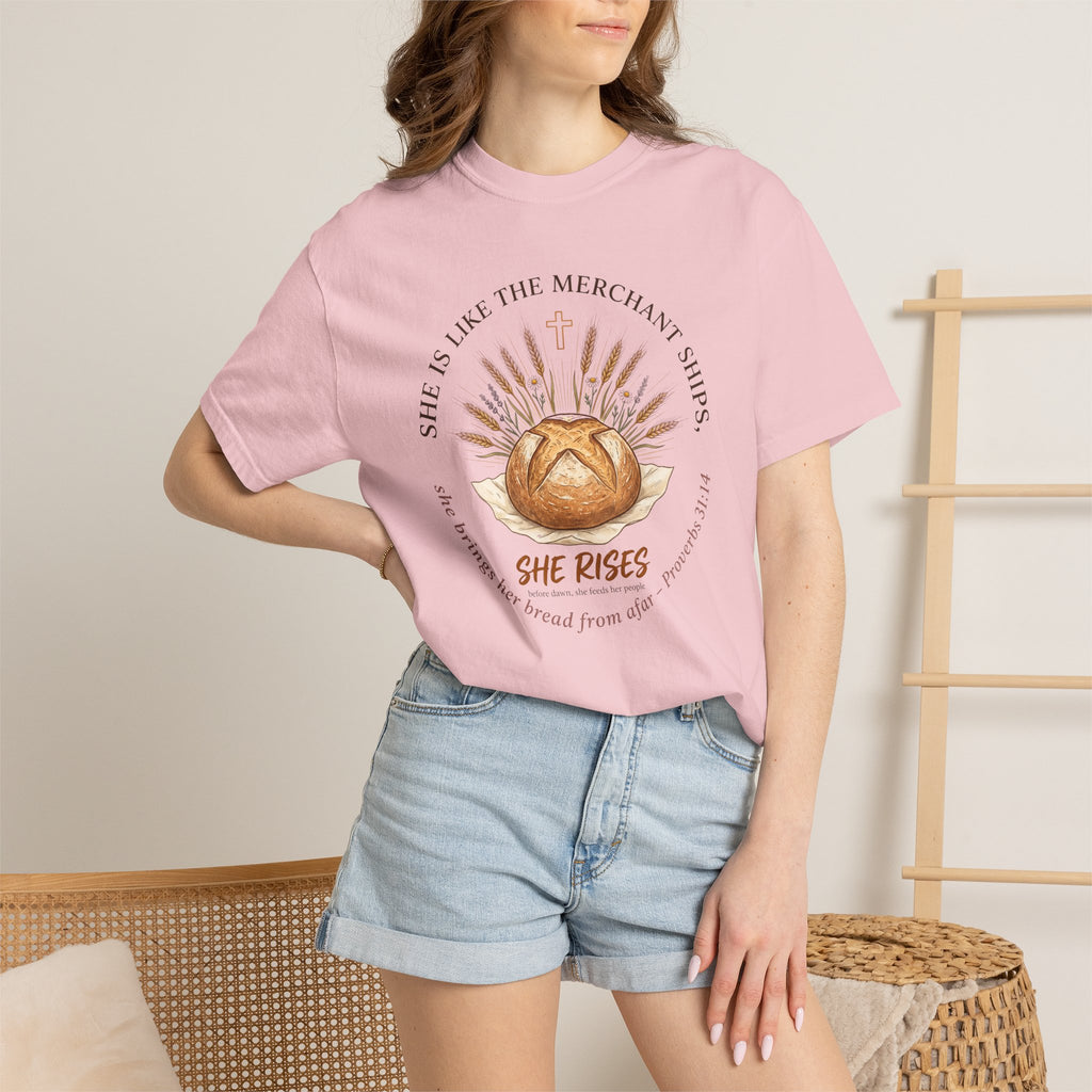 She Rises Sourdough Bread & Wheat Inspirational T-Shirt