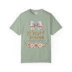 Blessed Mama Floral Patriotic Bow (Psalm 127:3) T-Shirt