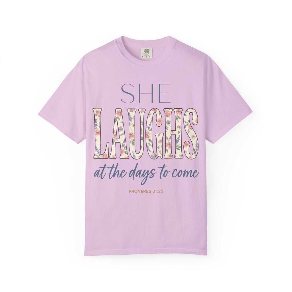 She Laughs (Proverbs 31:25) T-Shirt