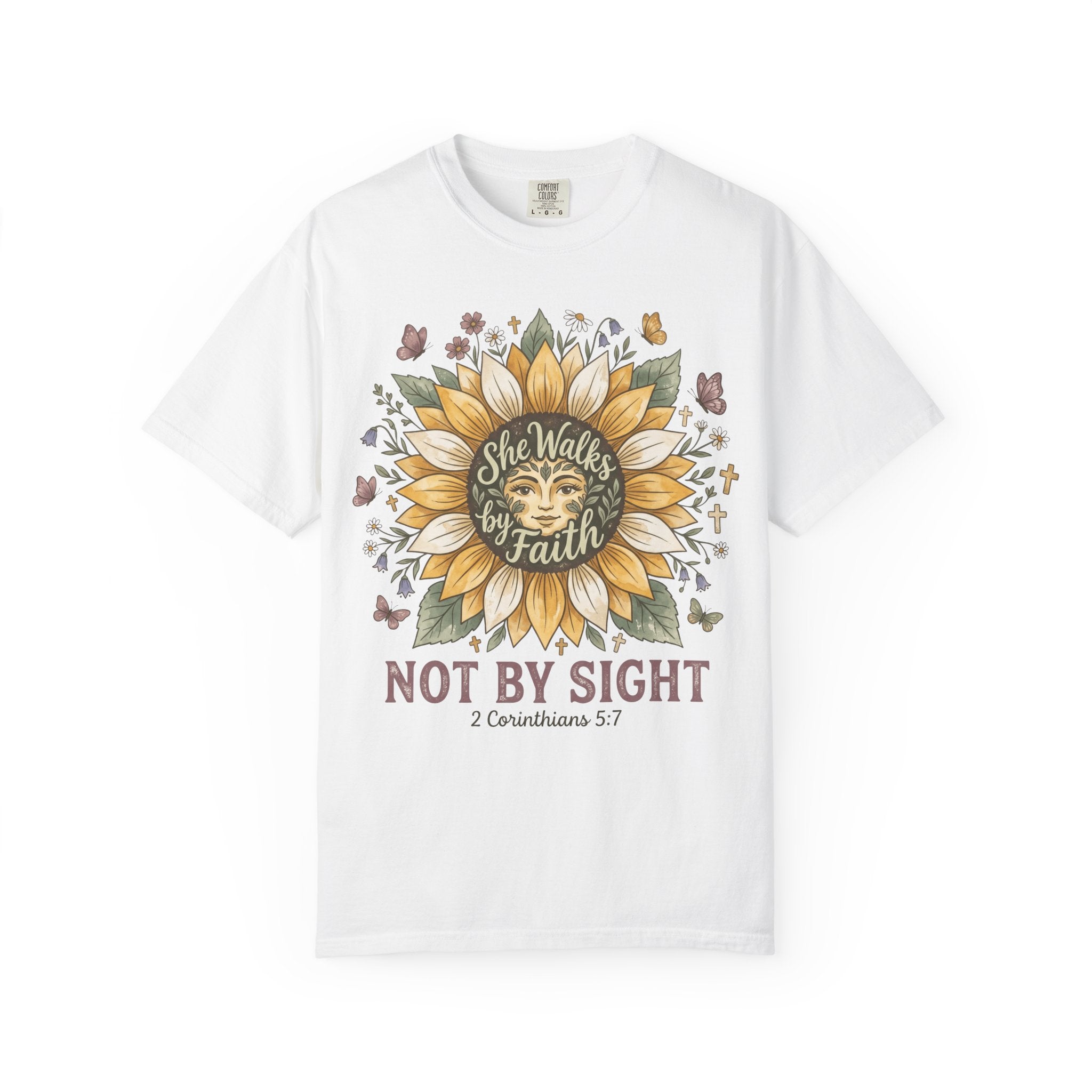 She Walks by Faith Not By Sight (2 Corinthians 5:7) T-Shirt