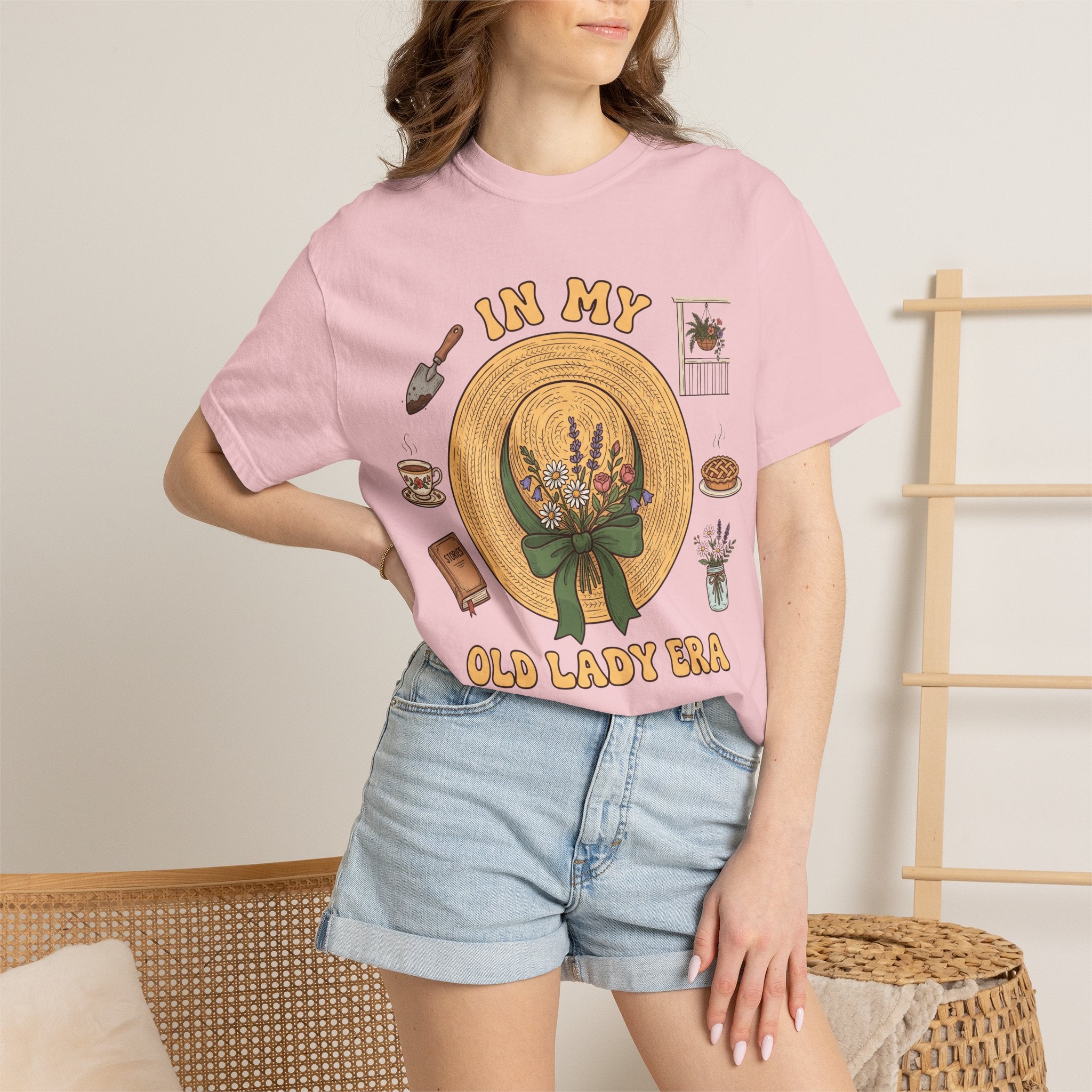 In My Old Lady Era Floral Sunhat Graphic T-Shirt