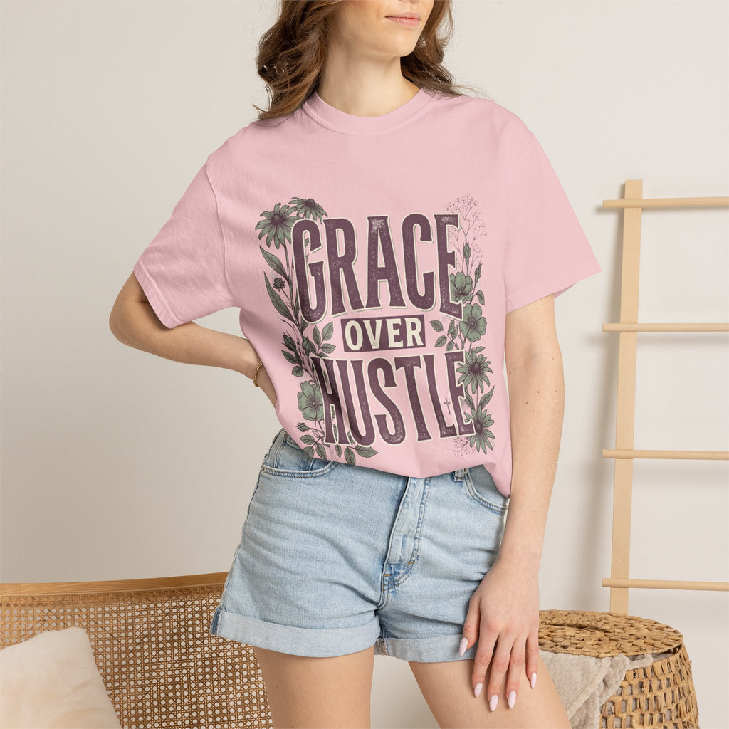 Grace Over Hustle Floral Faith Graphic T-Shirt