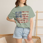 Floral American Flag  Vintage Patriotic T-Shirt