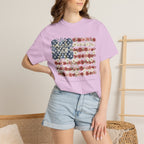 Floral American Flag  Vintage Patriotic T-Shirt