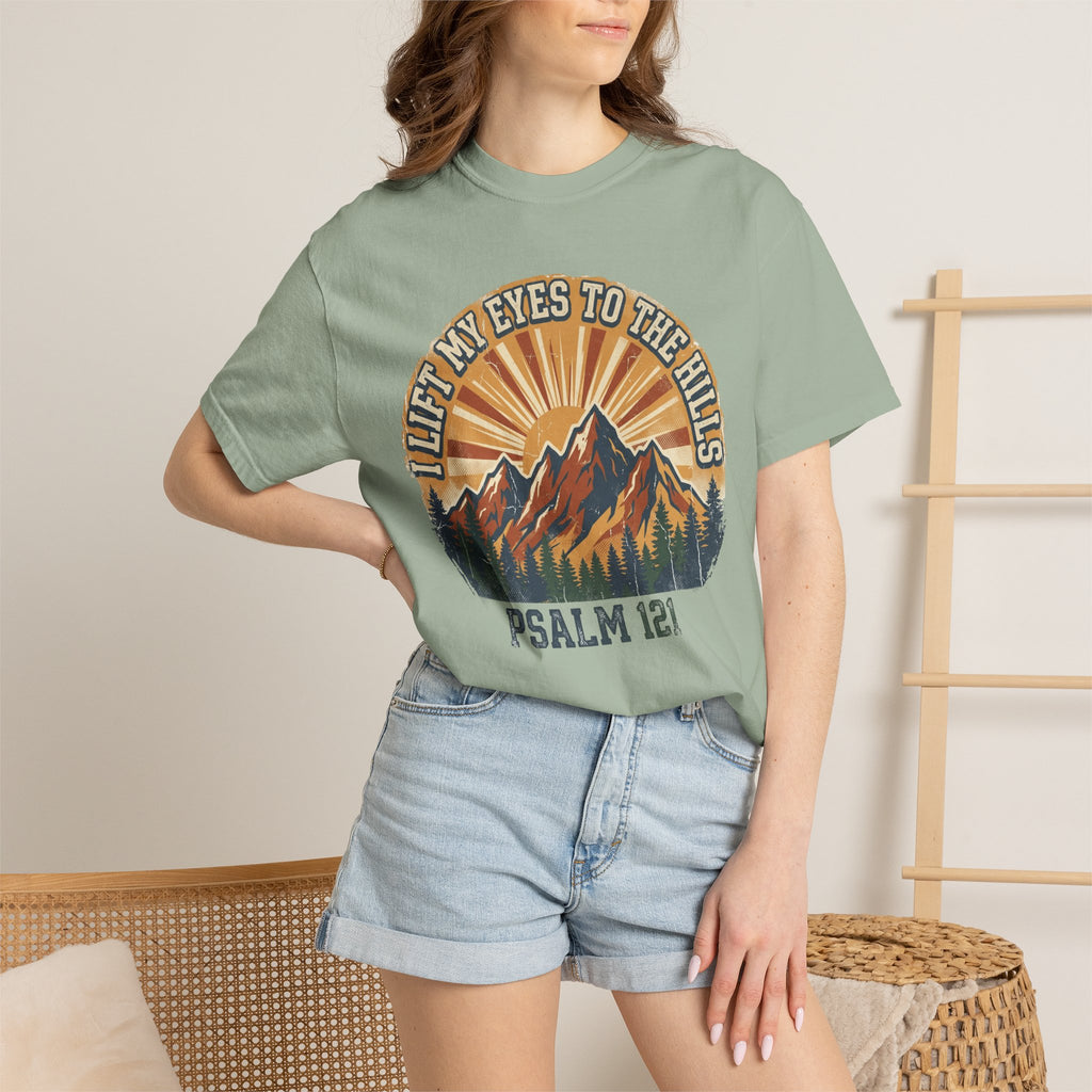 I Lift My Eyes to the Hills (Psalm 121) Christian Mountain  T-Shirt