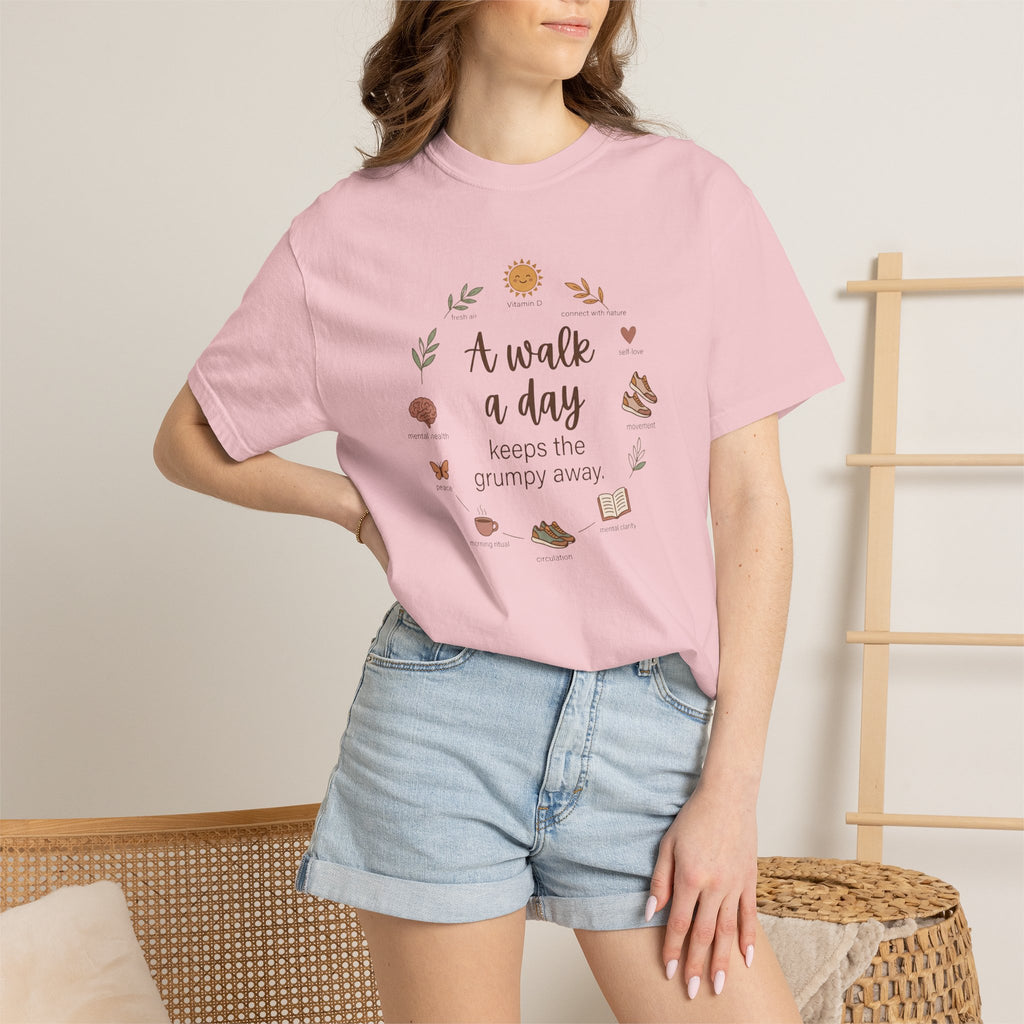 A Walk a Day Keeps the Grumpy Away Casual Nature Quote T-Shirt