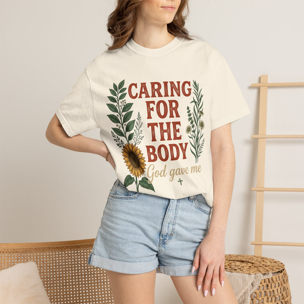 Caring for the Body God Gave Me Floral Faith T-Shirt