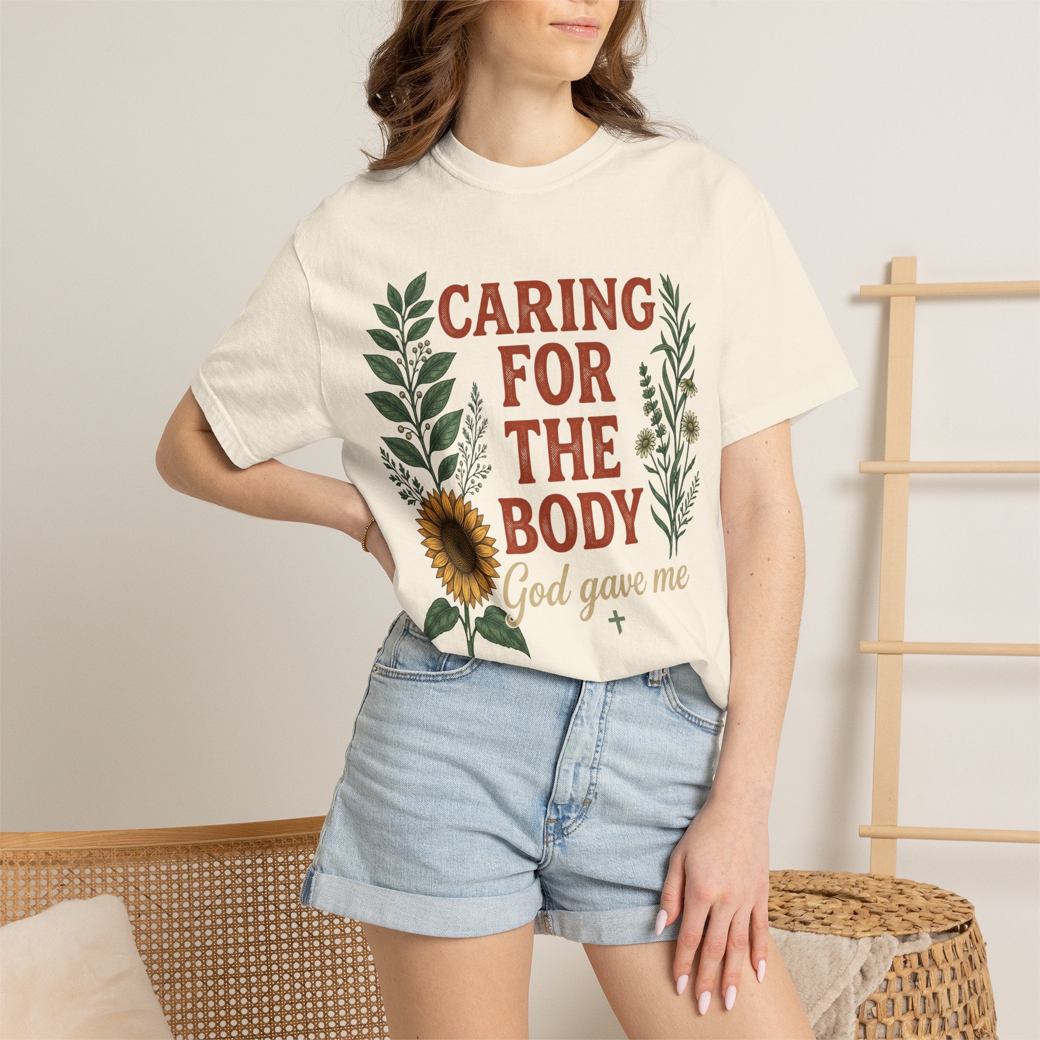 Caring for the Body God Gave Me Floral Faith T-Shirt