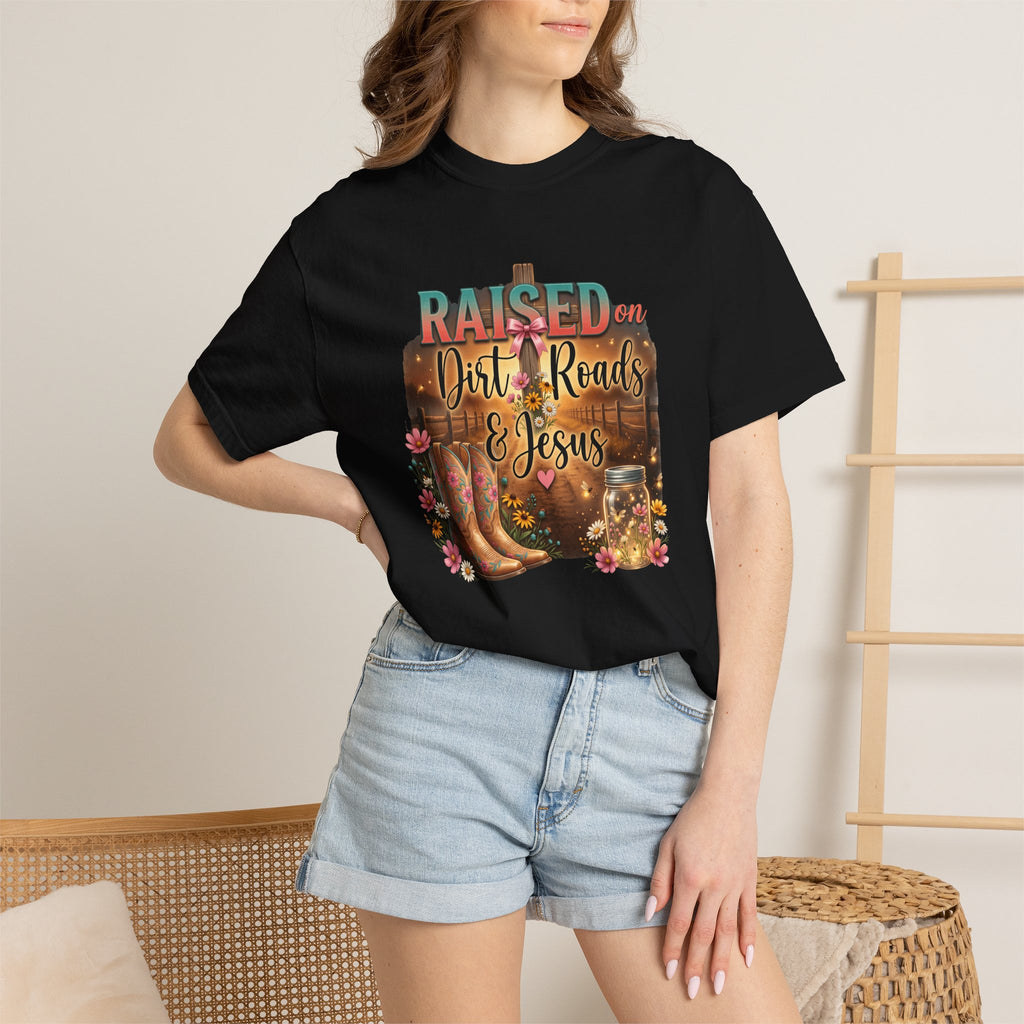 Raised on Dirt Roads & Jesus Vintage Western Graphic T-Shirt