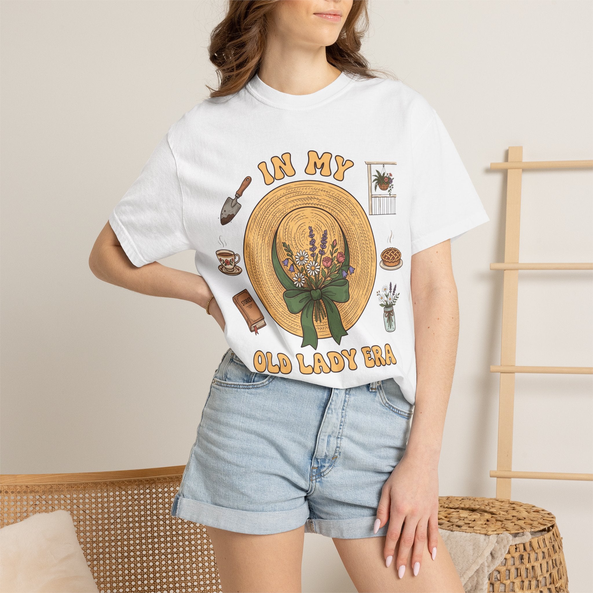In My Old Lady Era Floral Sunhat Graphic T-Shirt