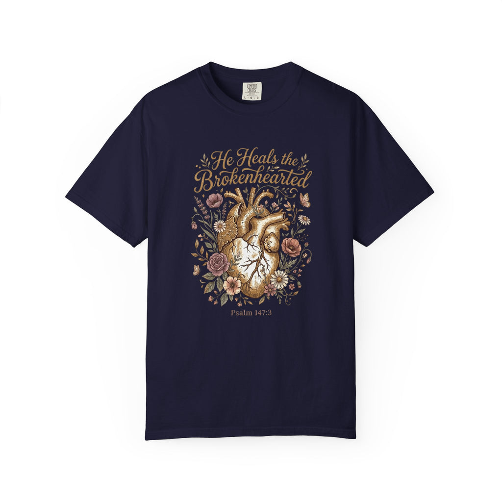 He Heals the Brokenhearted (Psalm 34:18) T-Shirt