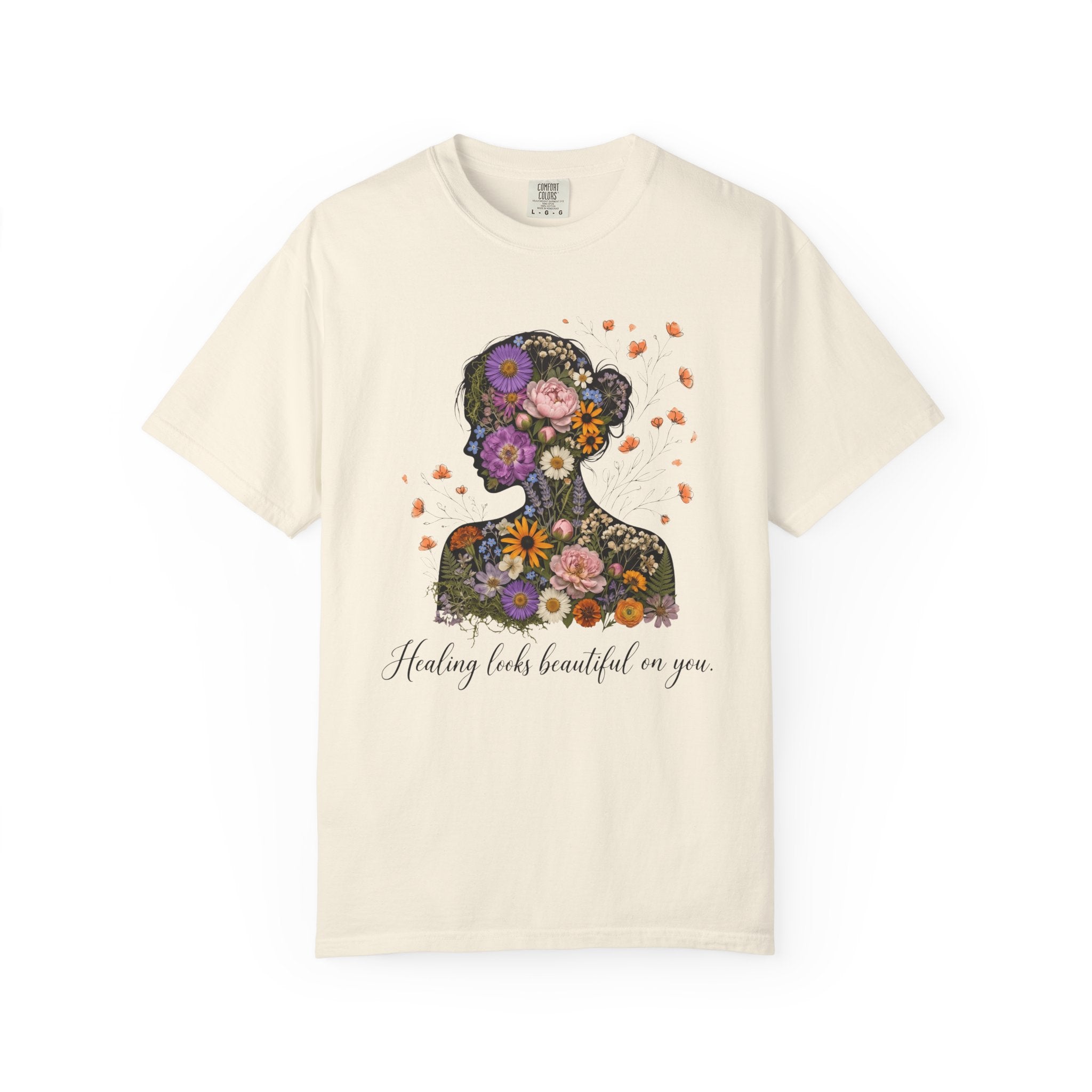 Healing Looks Beautiful On You Floral Silhouette Tee for Mental Health & Recovery T-Shirt