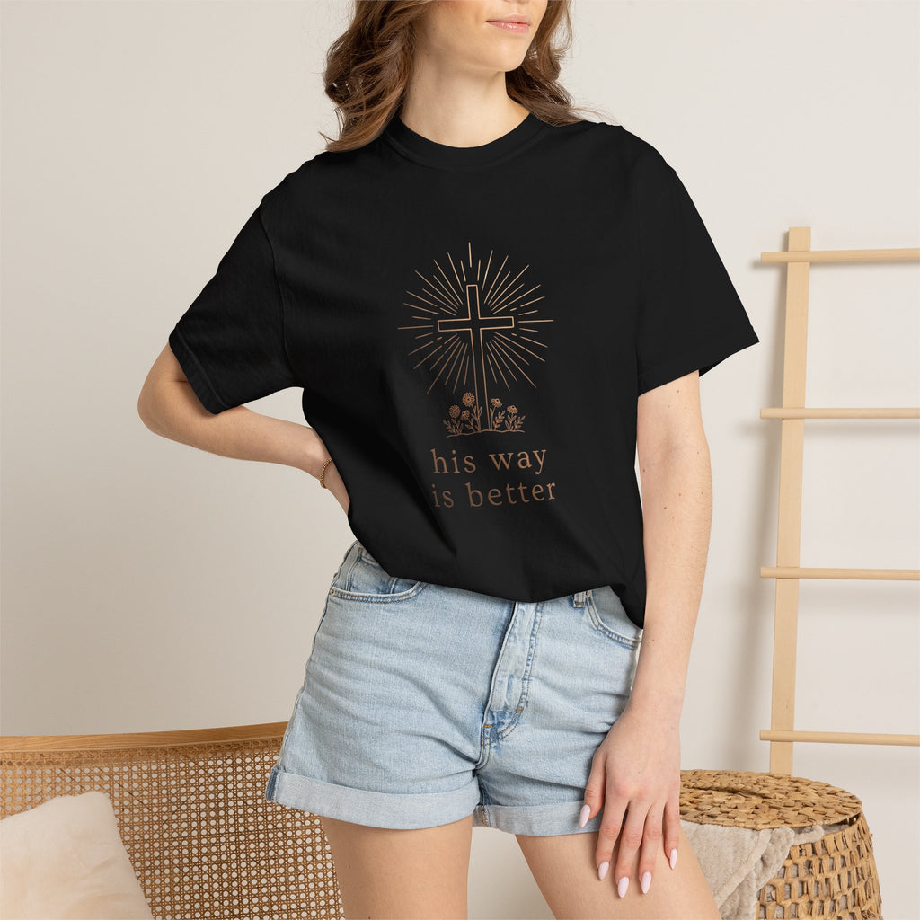 His Way Is Better Christian Cross Floral Faith T-Shirt