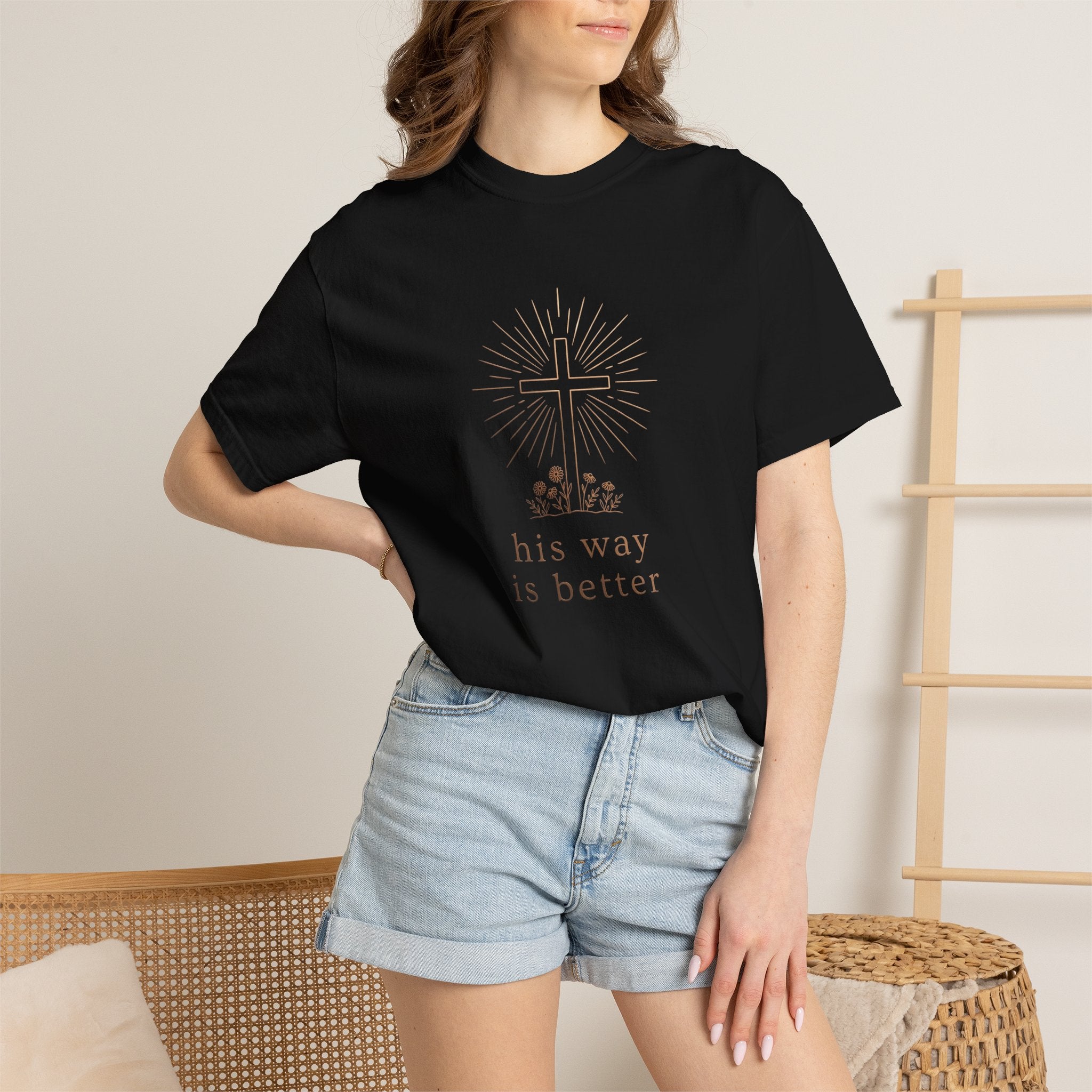 His Way Is Better Christian Cross Floral Faith T-Shirt