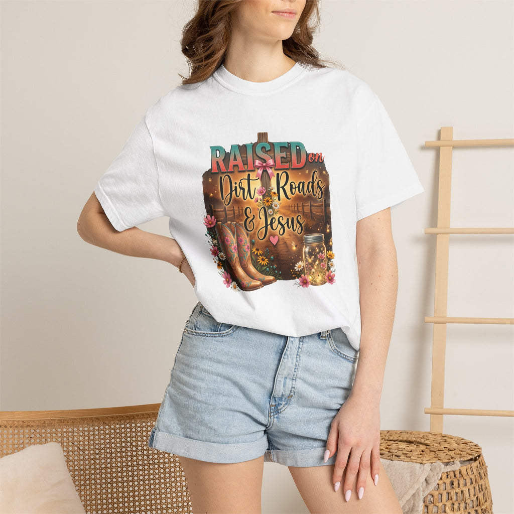 Raised on Dirt Roads & Jesus Vintage Western Graphic T-Shirt