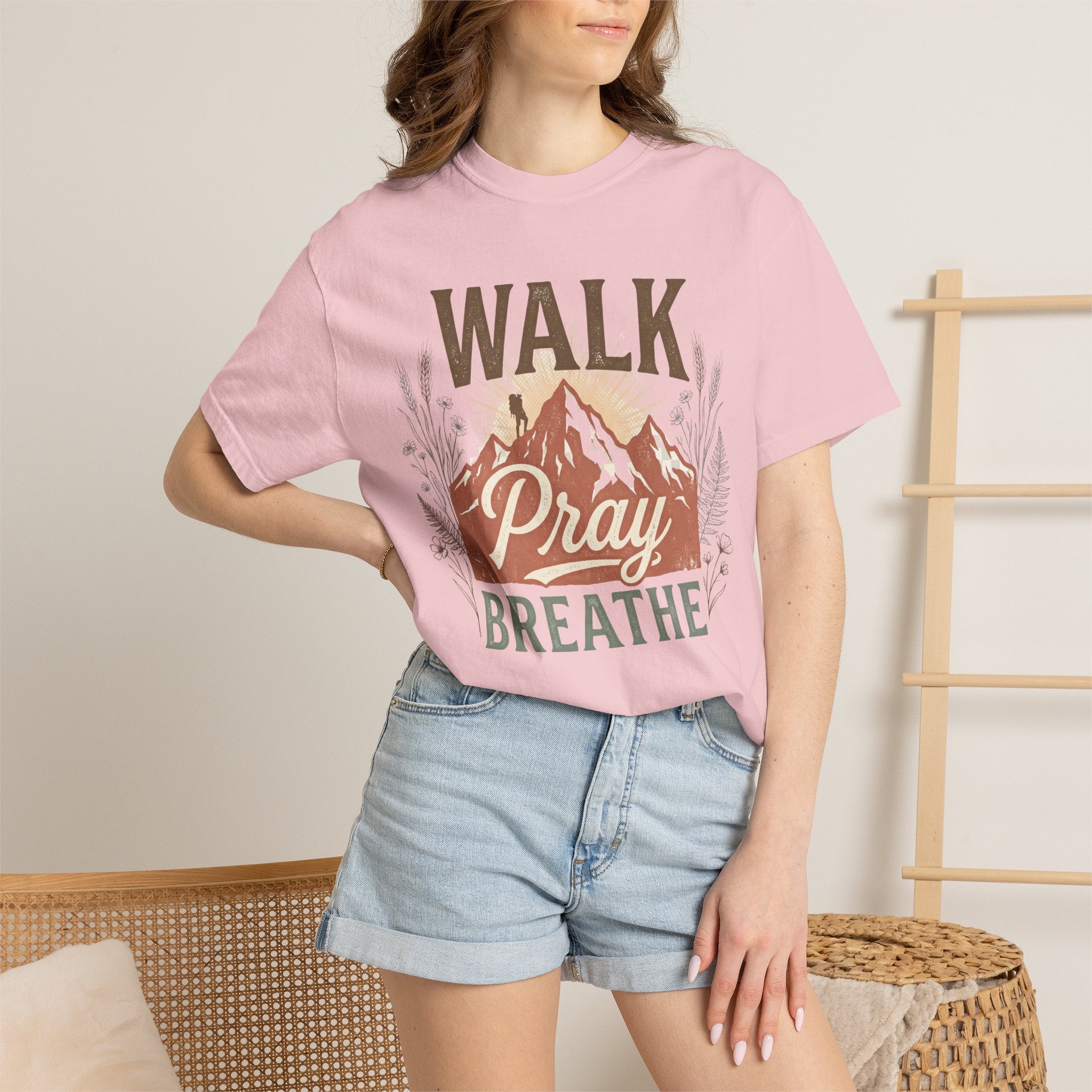 Walk Pray Breathe Faith & Outdoor Inspiration Graphic T-Shirt