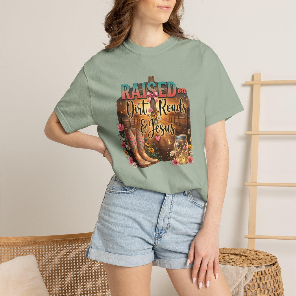 Raised on Dirt Roads & Jesus Vintage Western Graphic T-Shirt