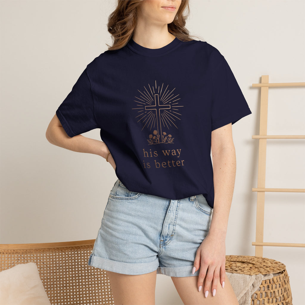 His Way Is Better Christian Cross Floral Faith T-Shirt