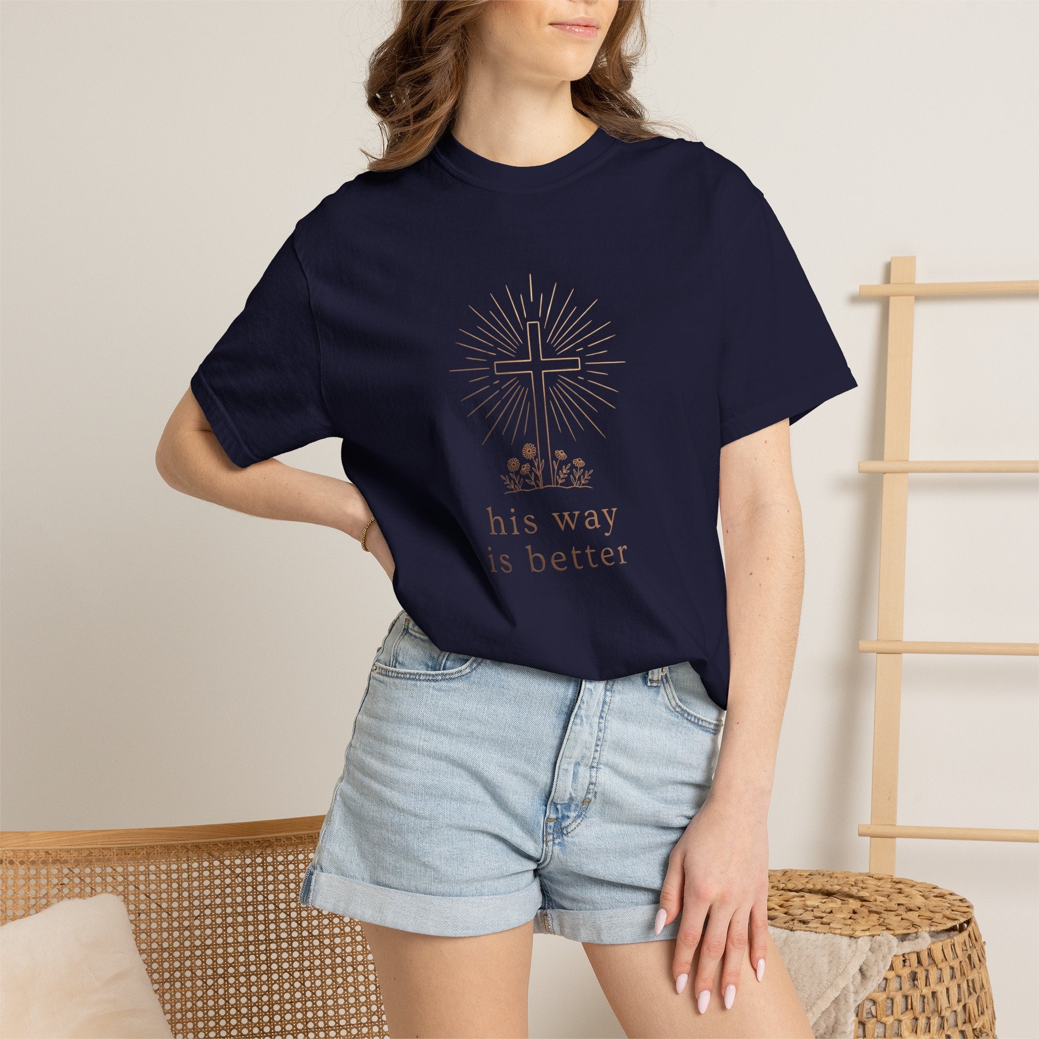 His Way Is Better Christian Cross Floral Faith T-Shirt