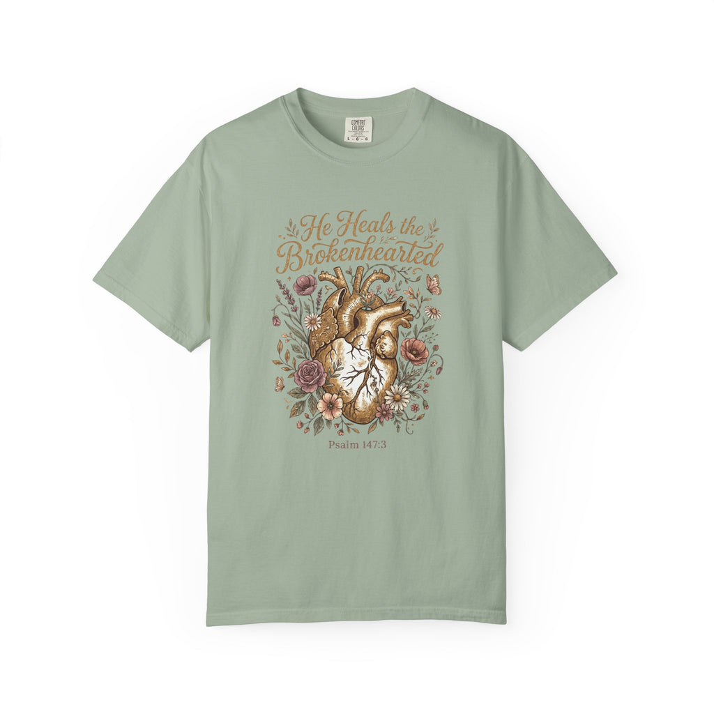 He Heals the Brokenhearted (Psalm 34:18) T-Shirt