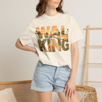 Walking Graphic Sunflower & Countryside Scenic Lettering T-Shirt