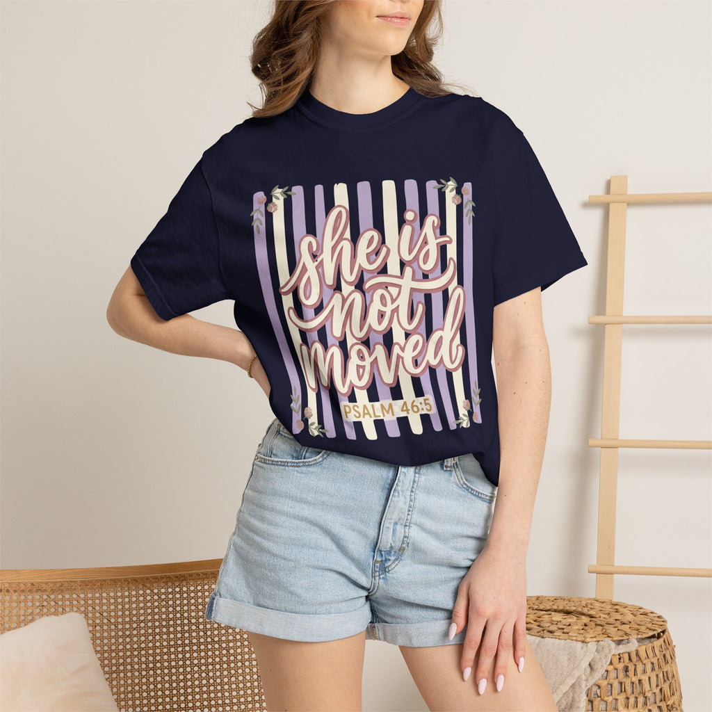 She Is Not Moved (Psalm 46:5) Inspirational Christian T-Shirt