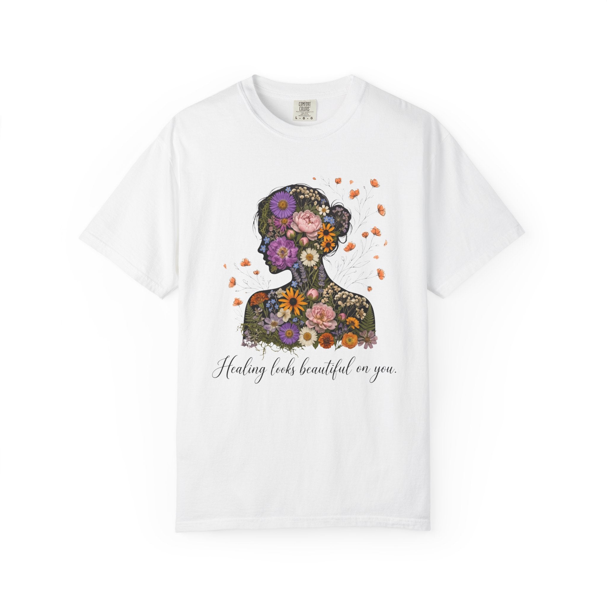 Healing Looks Beautiful On You Floral Silhouette Tee for Mental Health & Recovery T-Shirt