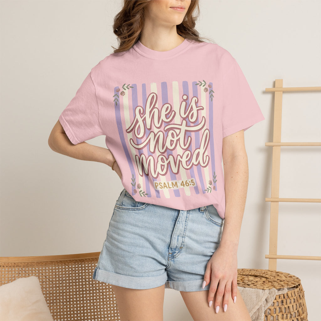 She Is Not Moved (Psalm 46:5) Inspirational Christian T-Shirt
