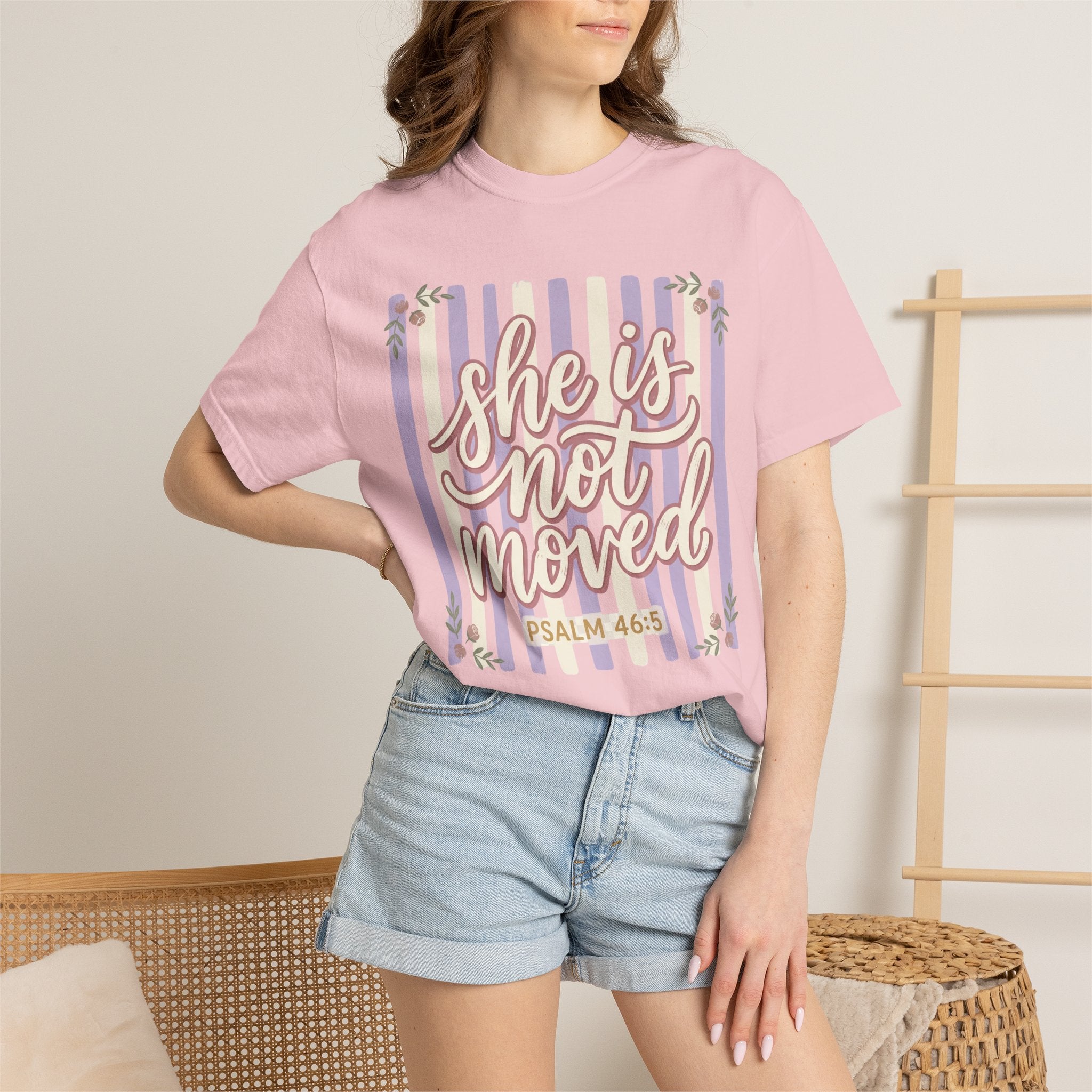She Is Not Moved (Psalm 46:5) Inspirational Christian T-Shirt