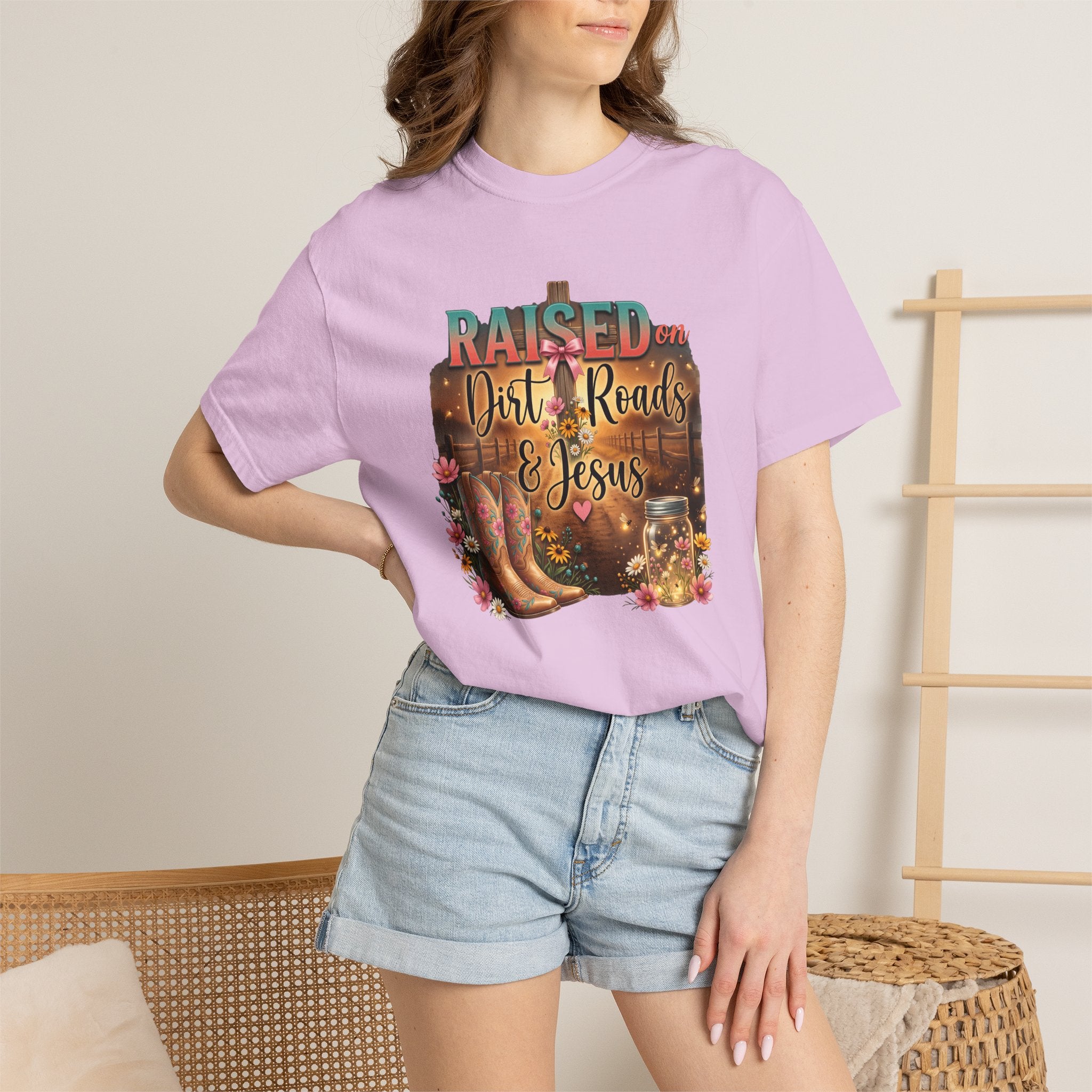 Raised on Dirt Roads & Jesus Vintage Western Graphic T-Shirt