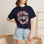 She Is Clothed in Strength Floral Inspirational Christian T-Shirt