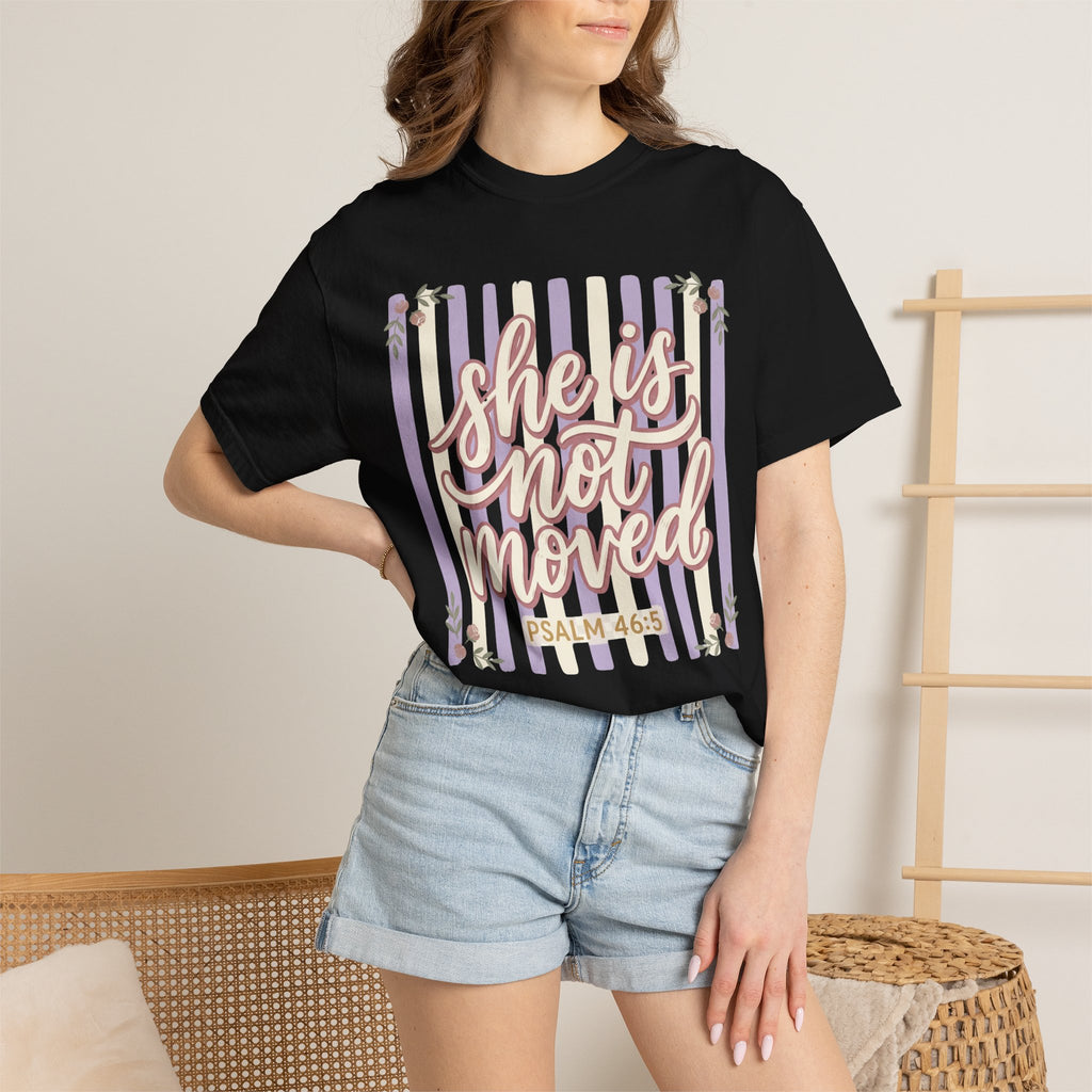 She Is Not Moved (Psalm 46:5) Inspirational Christian T-Shirt