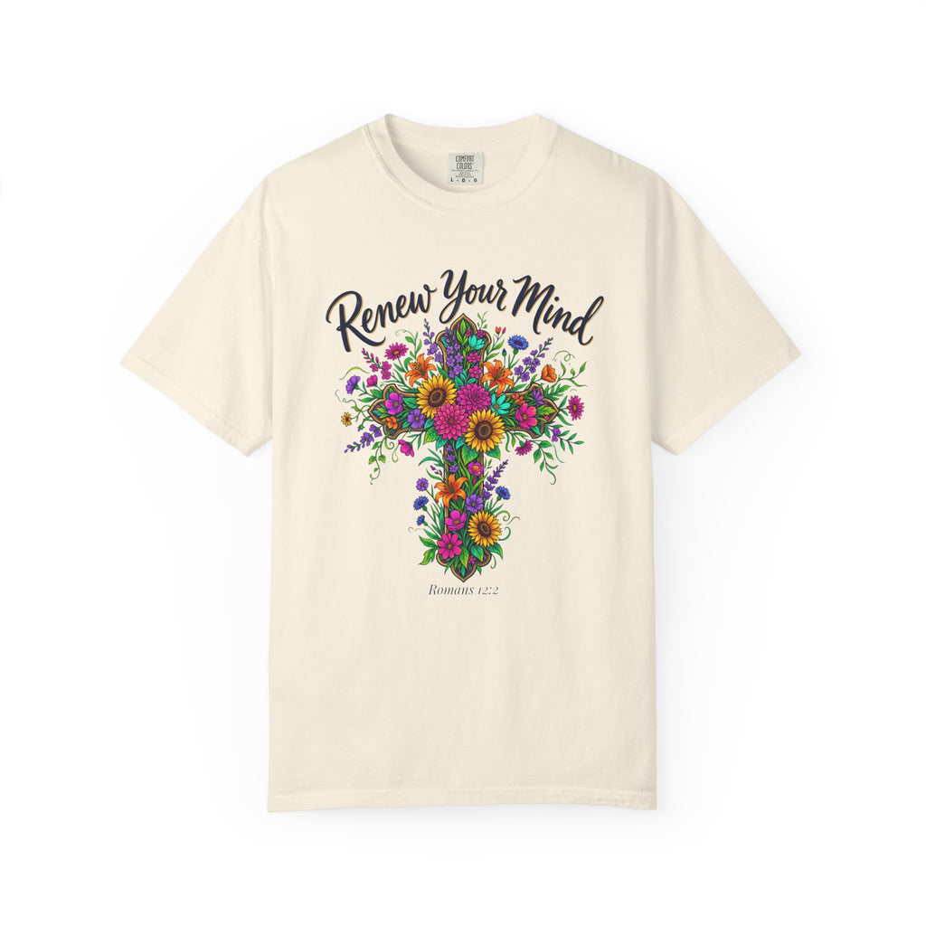 Renew Your Mind Floral Cross T-Shirt