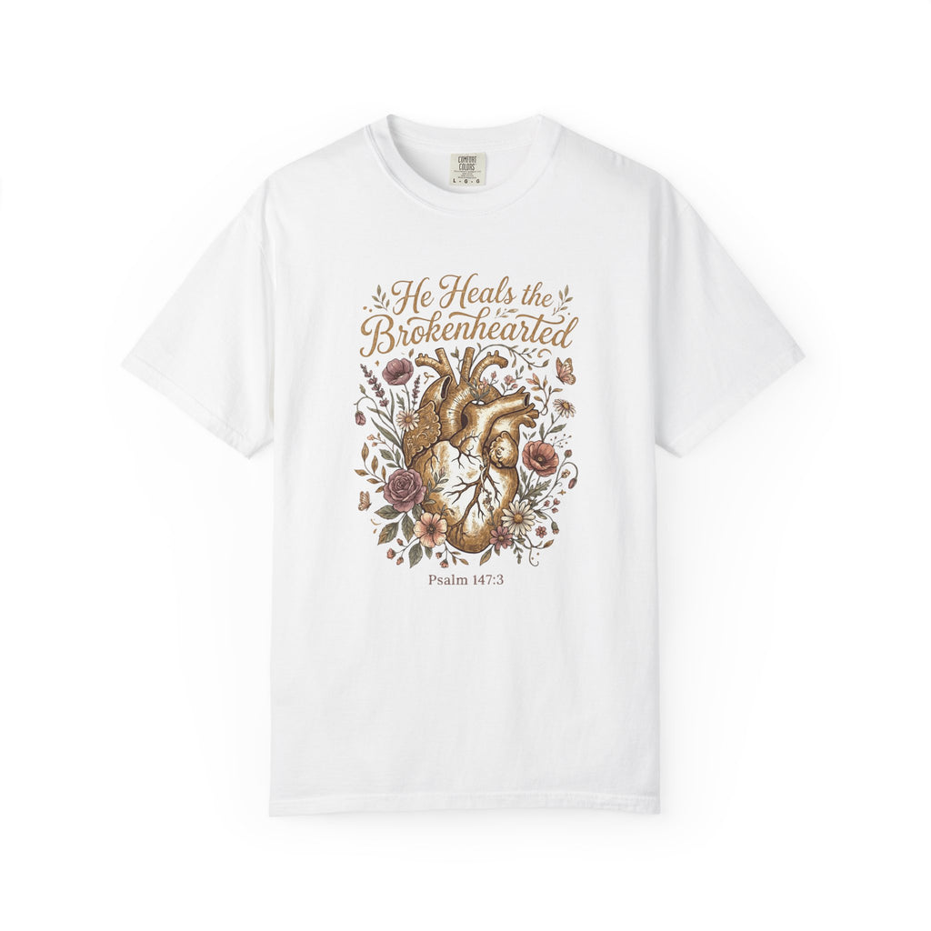He Heals the Brokenhearted (Psalm 34:18) T-Shirt