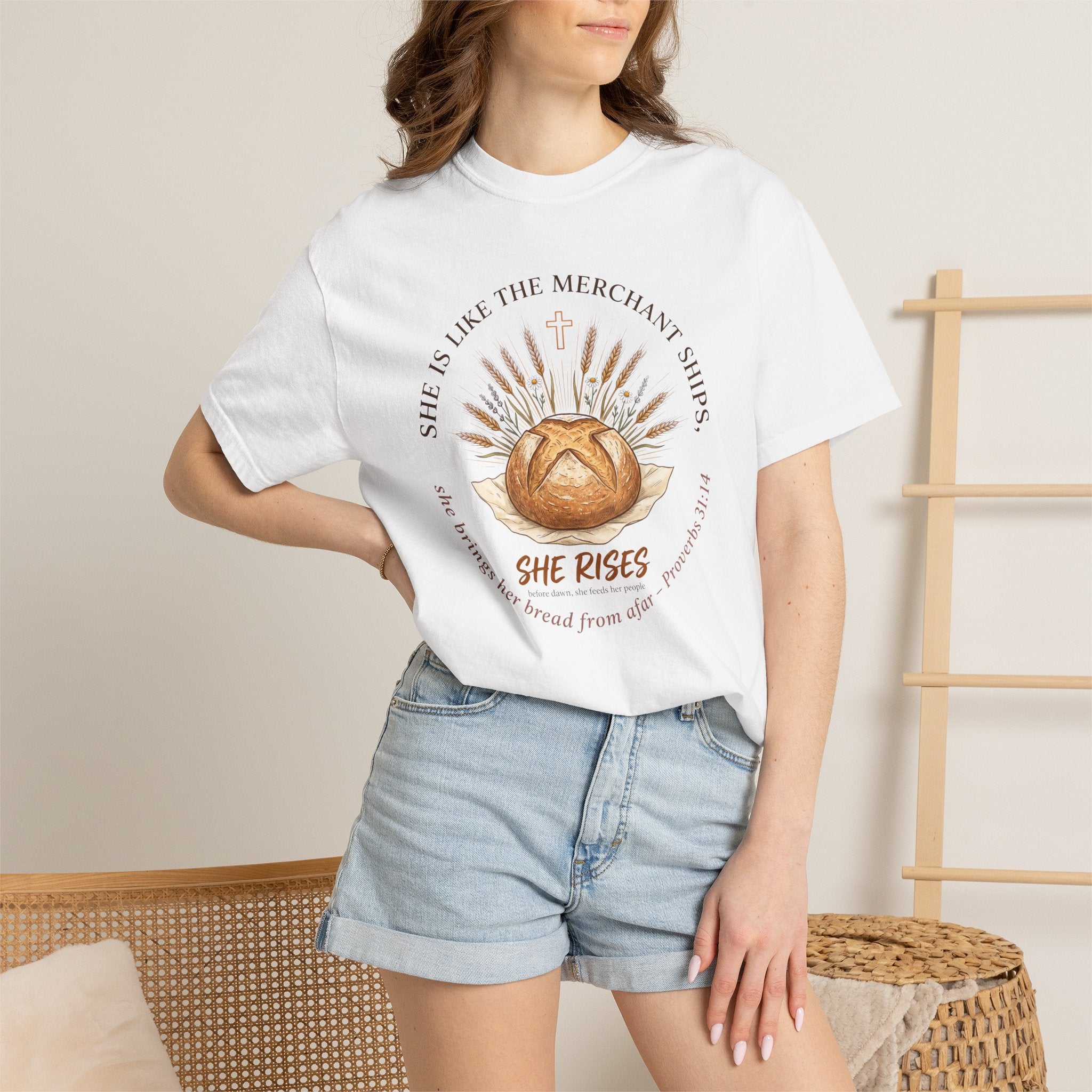 She Rises Sourdough Bread & Wheat Inspirational T-Shirt