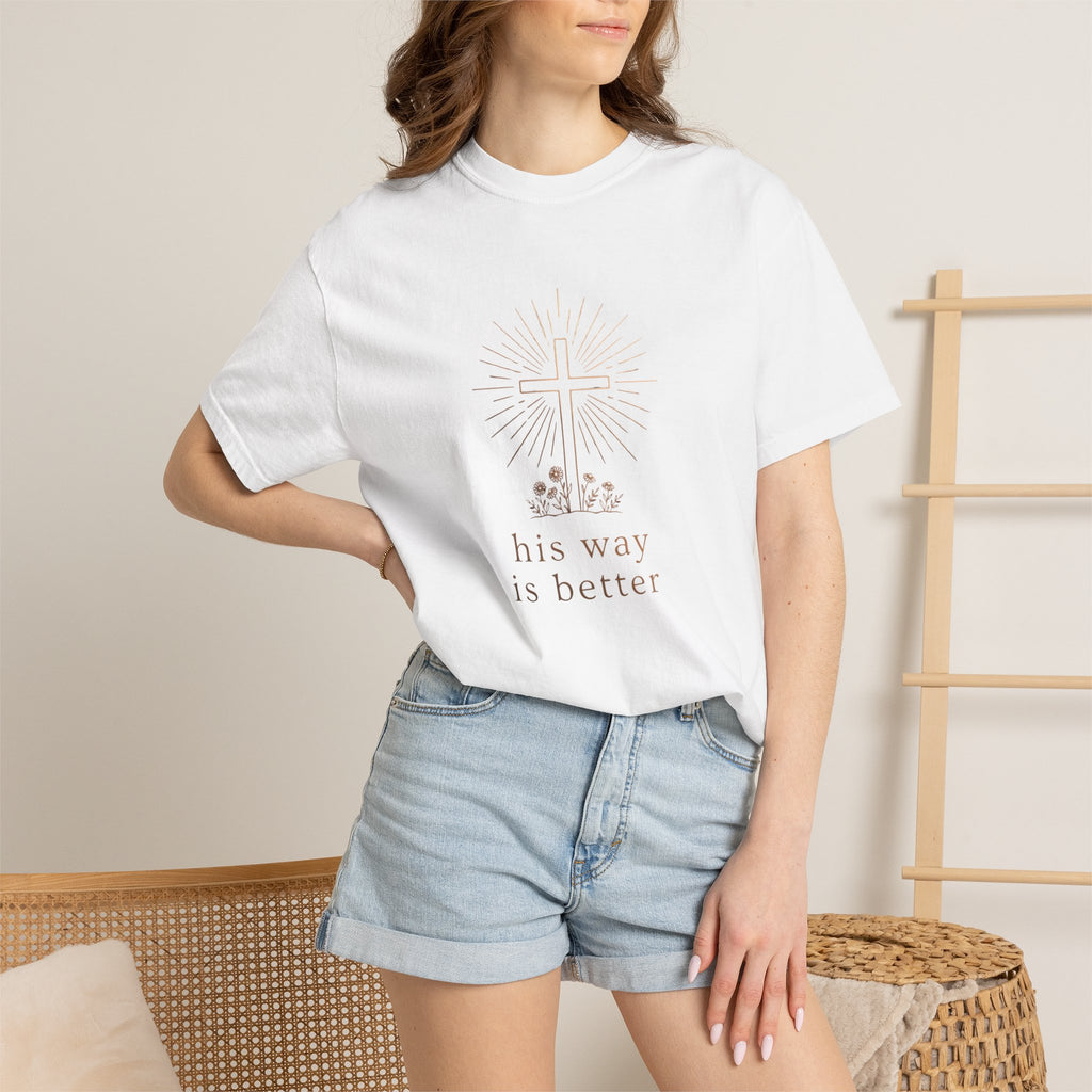 His Way Is Better Christian Cross Floral Faith T-Shirt