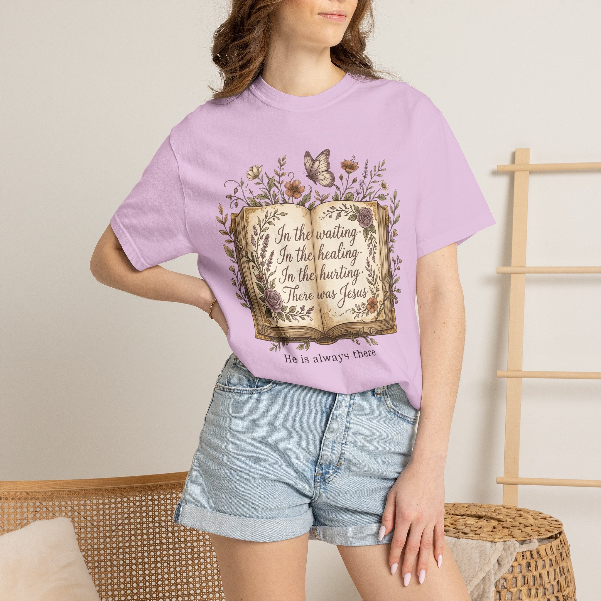 In the waiting, In the healing...There was Jesus Christian Floral Bible Quote T-Shirt