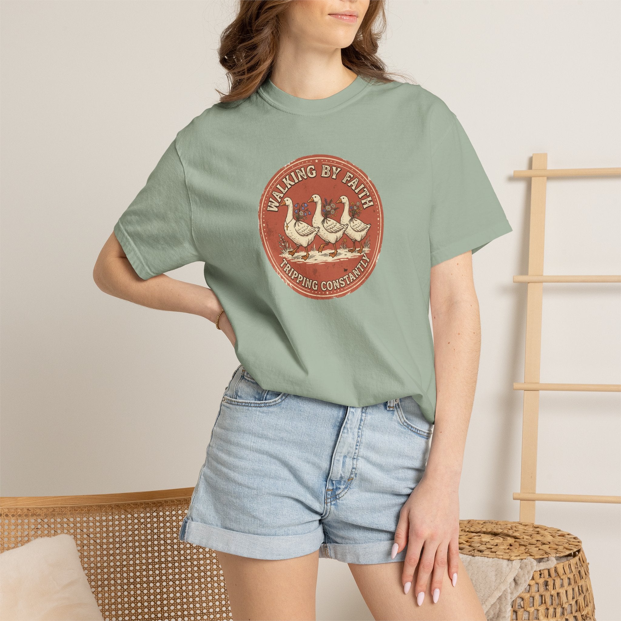 Walking By Faith, Tripping Constantly Geese Graphic T-Shirt