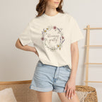 Blooming Gently Garden Script Floral Wreath T-Shirt