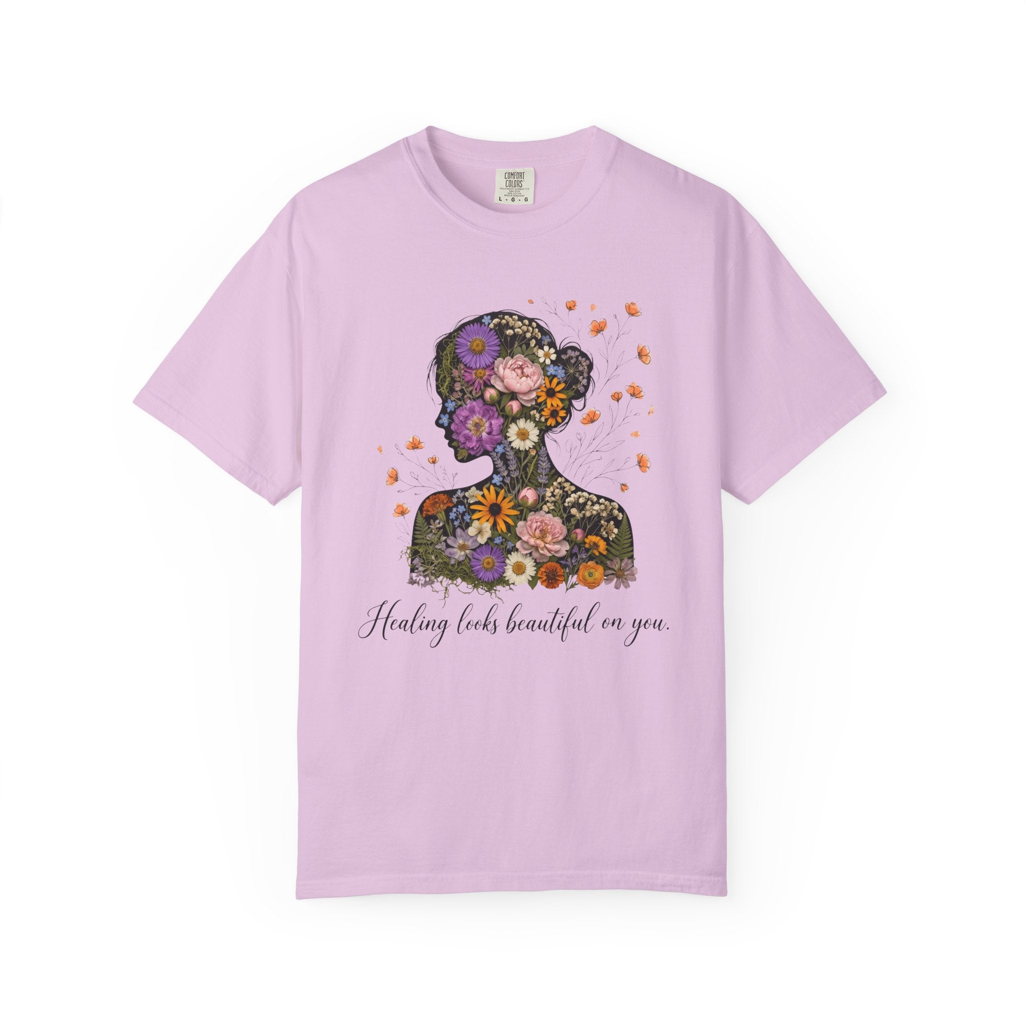 Healing Looks Beautiful On You Floral Silhouette Tee for Mental Health & Recovery T-Shirt
